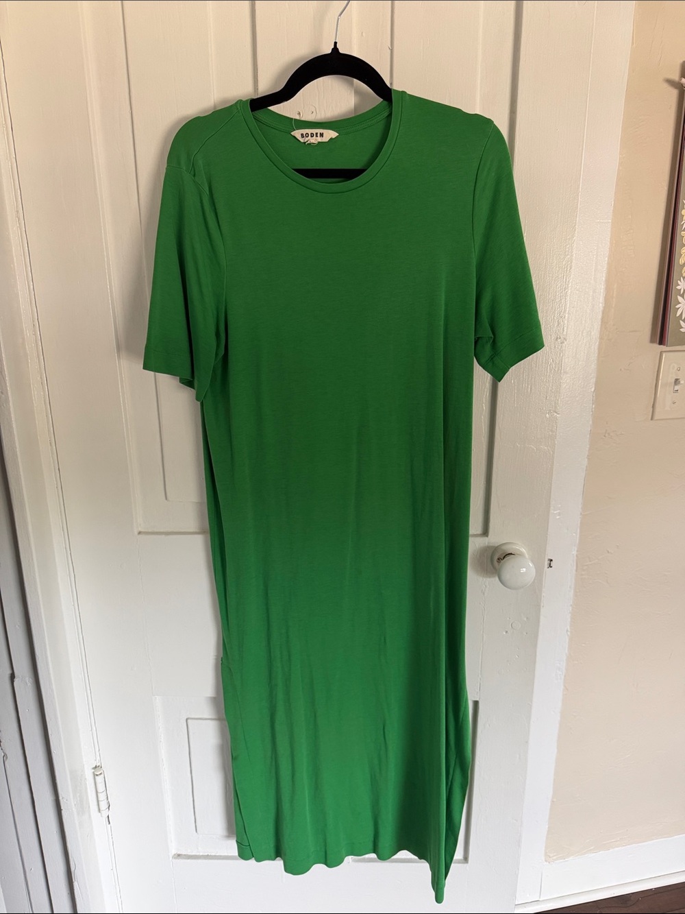 Boden Bright Green Short-Sleeve Midi Jersey Dress